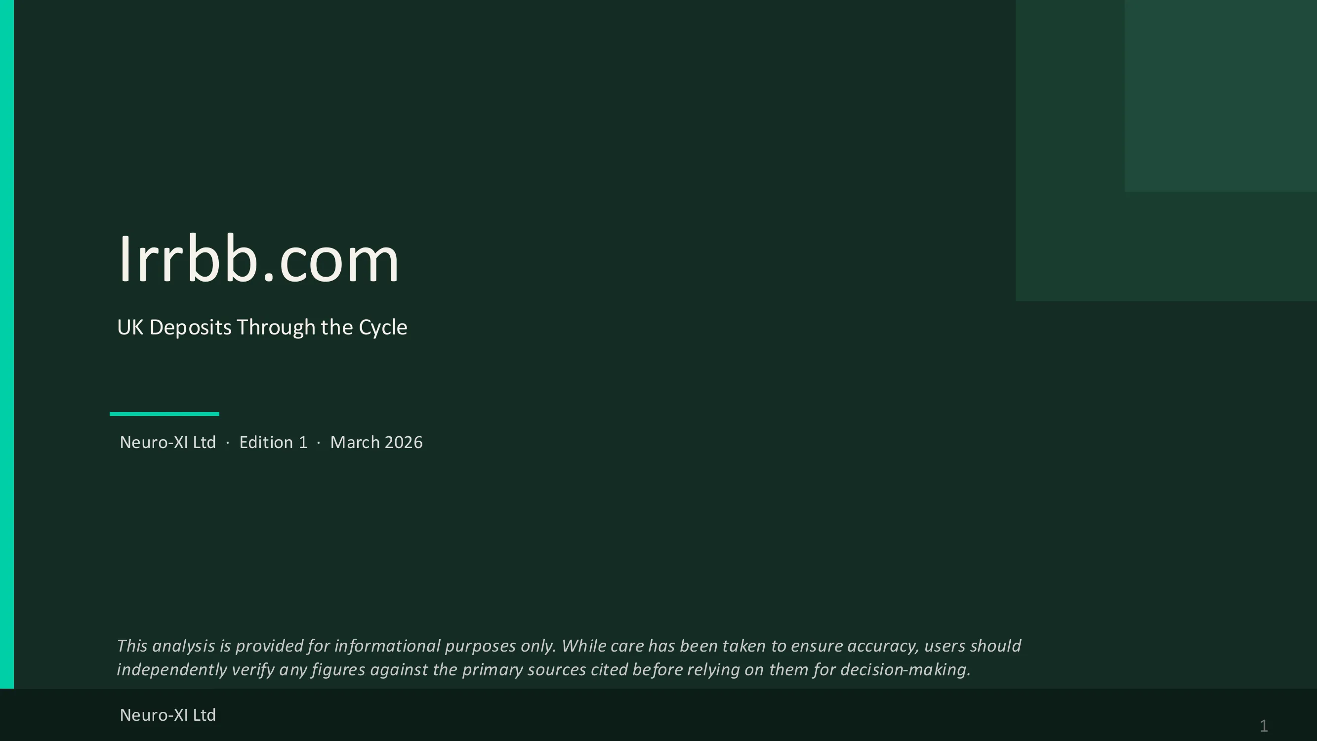 UK Deposits Through the Cycle study cover — Neuro-XI retrospective analysis of UK deposit migration during the 2022-24 rate hiking cycle